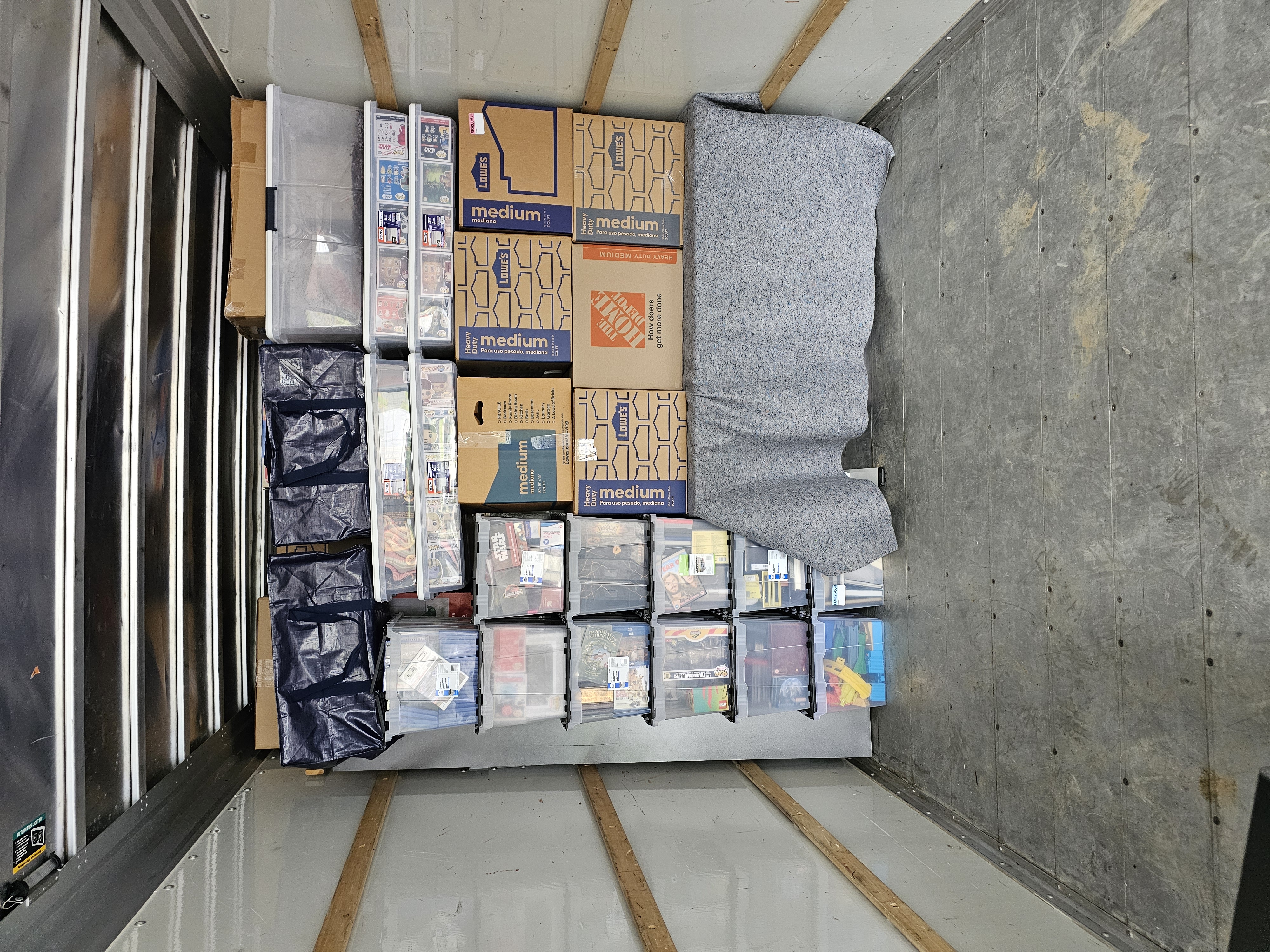 VarCity truck packed with boxed household belongings